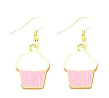 Øreringe - hængeøreringe med lyserød cupcake