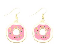 Øreringe - hængeøreringe med lyserøde donuts