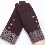 Handsker: Roxy, brune - søde handsker med blonde og små perler