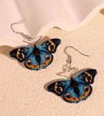 Øreringe - sommerfugle, blå/orange farver