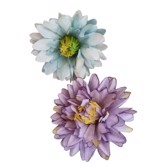 Hårklips romantiske blomster i lilla & blå - 2 stk. 