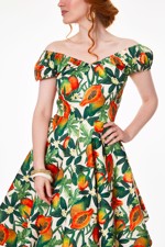 50´er kjole - Miss papaya-kjole - skøn kjole i grønne/orange farver