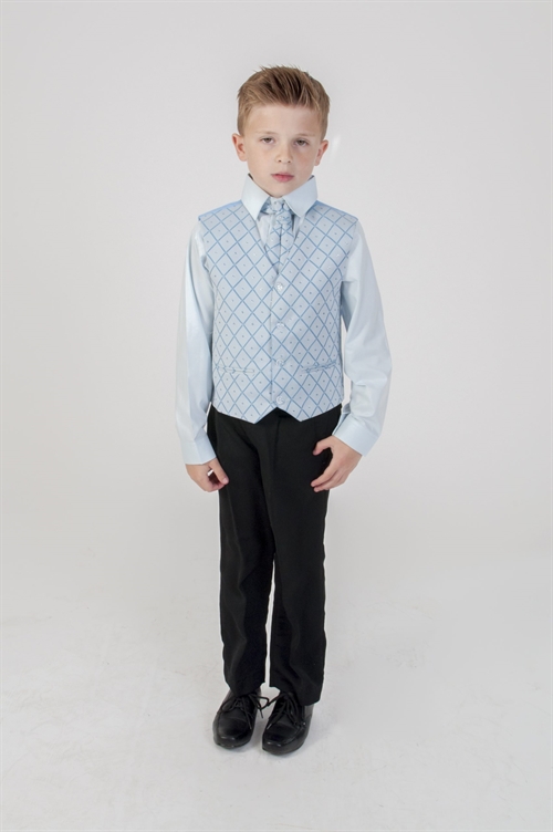 Børne jakkesæt: Mathias, lyseblå - fint jakkesæt i 4 dele 