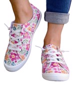 Sneakers - fede Sneakers i hvid med lyserøde blomster