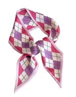 Satin Tørklæde/Pyntet Tørklæde - Ivory med lilla/pink harlequin tern ✨