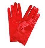 Korte satin handsker, røde