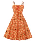 50ér kjole/Swingkjole - Solveig - orange kjole prydet med solsikker🌻