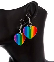 Øreringe - hængeøreringe regnbue hjerter