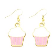 Øreringe - hængeøreringe med lyserød cupcake
