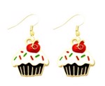 Øreringe - hængeøreringe med cupcake med kirsebær
