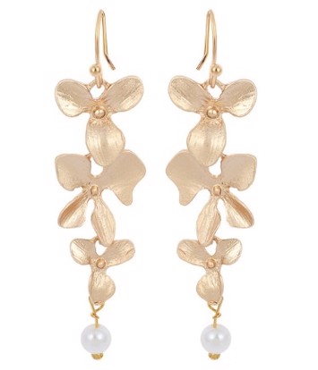 Øreringe - guld blade med perle