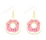 Øreringe - hængeøreringe med lyserøde donuts