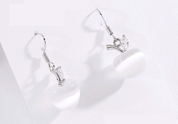 Øreringe - hængeøreringe med hvide æbler 925 sterling sølv 