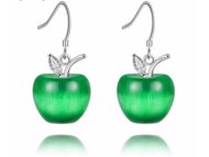 Øreringe - hængeøreringe med grønne æbler 925 sterling sølv 