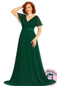 Lang gallakjole - Cornelia, grøn 