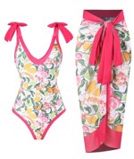 Vintage/retro badedragt med sarong - sydens frugter