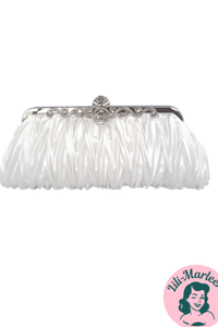 Fest Clutch/ cocktailtaske - Ea, hvid- sød festtaske i satin