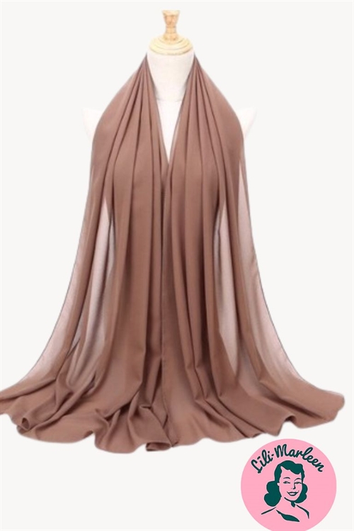 Chiffon Sjal, caffelattefarvet – Tidløs elegance og lethed