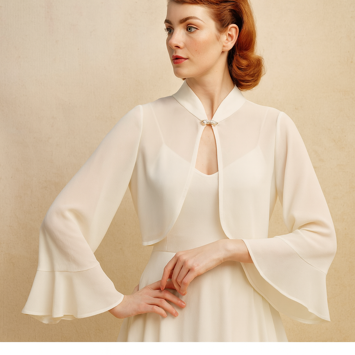 Bolero/cardigan - chiffon - offwhite