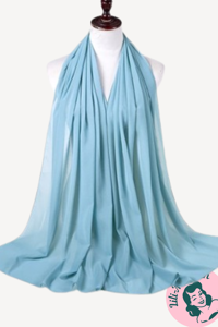 Chiffon Sjal, støvet lys mintblå/grøn