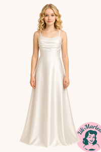 Little Natalia – Hvid børnefestkjole i satin med sølvpalietter