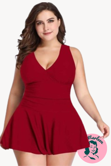 Badedragt med skørt - Nette, rød