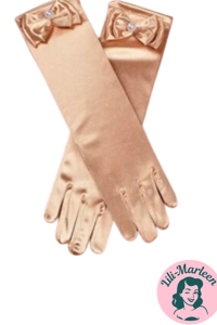 Børnefest handsker i satin, champagne 