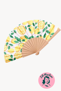 Stor Håndvifte med citronprint og vintage charme