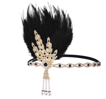 1920´er Gatsby/Charleston accessories - headpiece, sort - deluxe