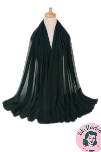 Chiffon Sjal, mørkgrøn