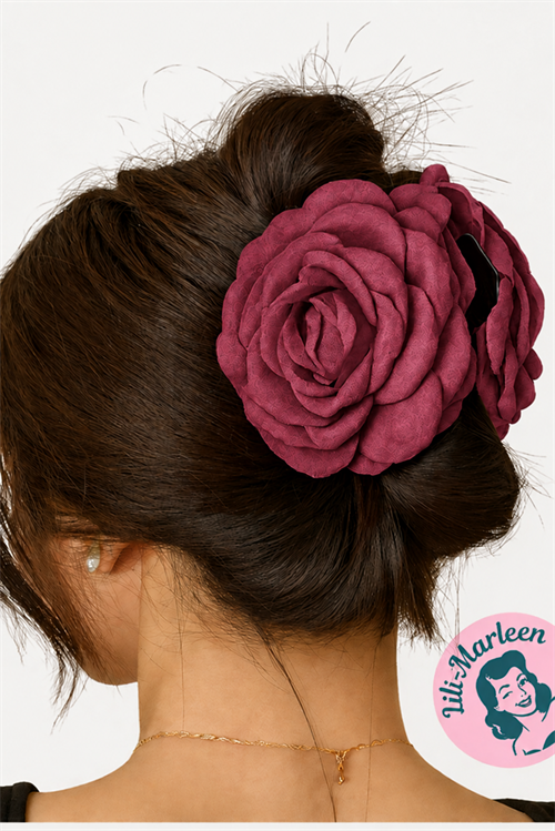Hårklips/hårklemme - rose, vinrød