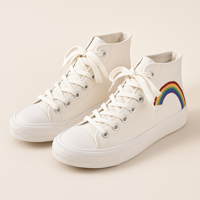 Sneakers - fede høje Sneakers i hvid med regnbue