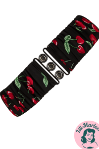 Bredt elastisk bælte med kirsebær - Hospitalbælte