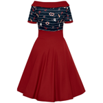 50´er kjole: Darleen sailor red - sød swingkjole med et lille ærme og bådudskæring 