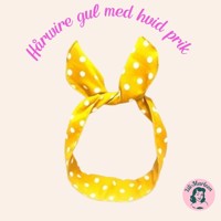 Hårbånd med wire - gul med hvide polka prikker