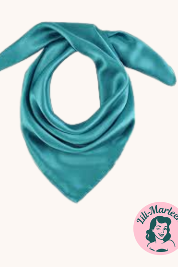 Satin tørklæde til håret eller hals, mørk mint/aqua