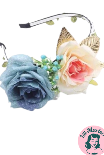 Rosalie Dreams – Hårbøjle med store blomster og gyldne blade