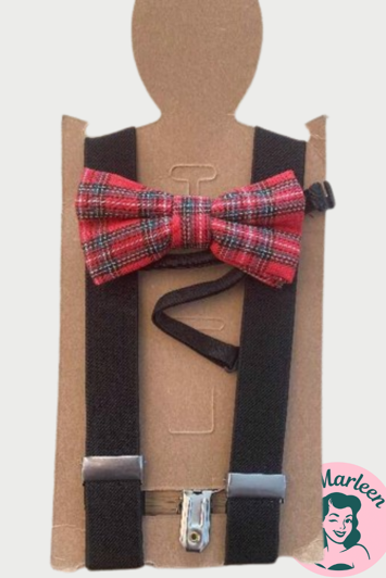 Deluxe seler og butterfly til børn, sorte seler og rødternet butterfly 