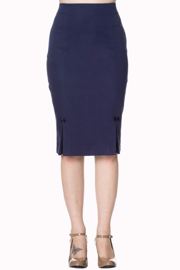 50ÉR Wiggle-nederdel - I love my bow skirt, navy