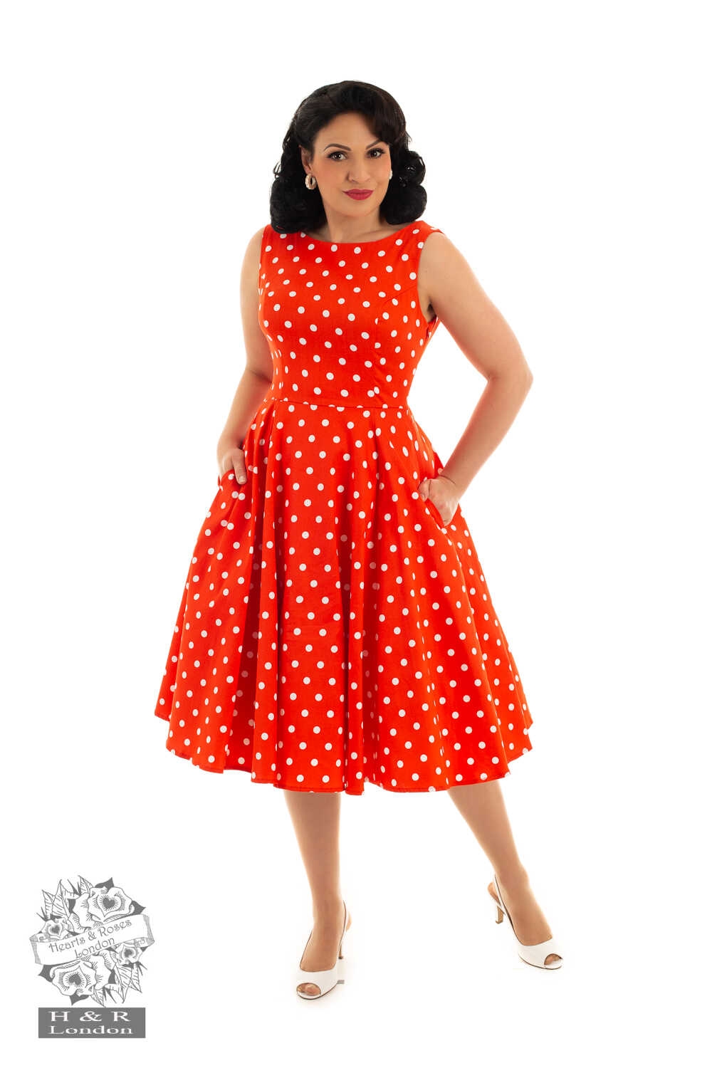 Rund tyngdekraft Normal 50ér kjole - Cindy swing, orange