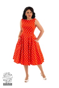 50ér kjole - Cindy swing, orange
