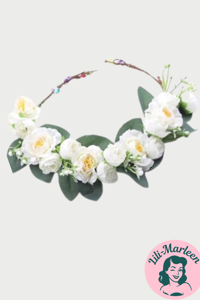 Blomsterkrans, offwhite - store smukke blomster, deluxe