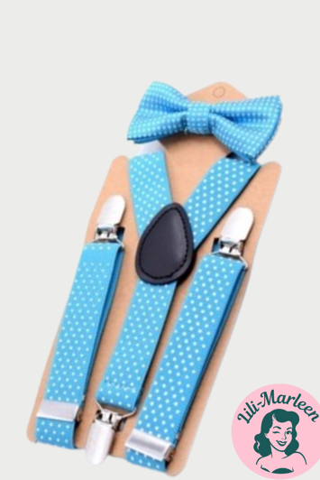 Seler og butterfly til børn, turkis med polka prikker