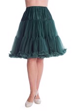 Deluxe petticoat/skørt, mellemlangt - flaskegrøn