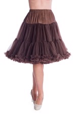 Deluxe petticoat/skørt, mellemlangt - chokoladebrun