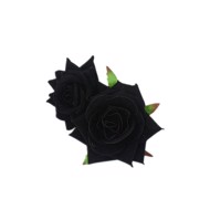 Stofroser, 2 x sorte roser på stor Hårklips