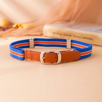 Bælte elastisk til børn, blå med orange stripe