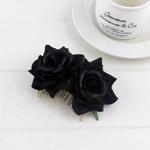 Hårkam med roser, sort