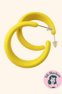 Øreringe - klassiske runde halv creoler, gul