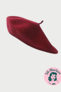Beret, vinrød - lækker vintageinspireret filt beret 